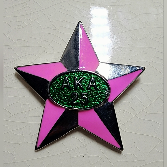 Alpha Kappa Alpha AKA Greek 5 point star 25th brooch pendant#aka #greekletters - Picture 2 of 6